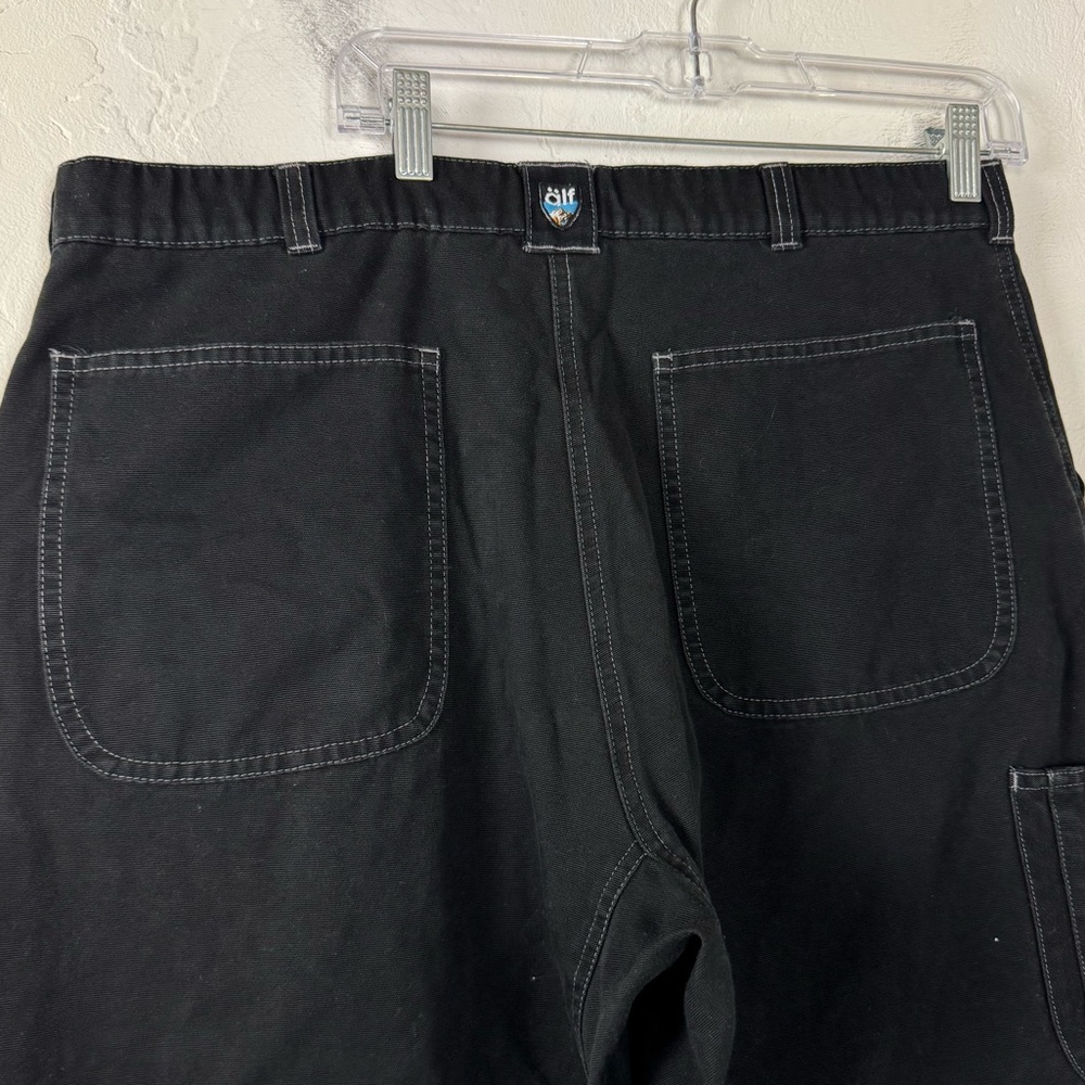 VTG Y2K Alf Kuhl Denim Jeans Pants Solid Black Wash Wide Leg Baggy Skater Cotton - Picture 8 of 12